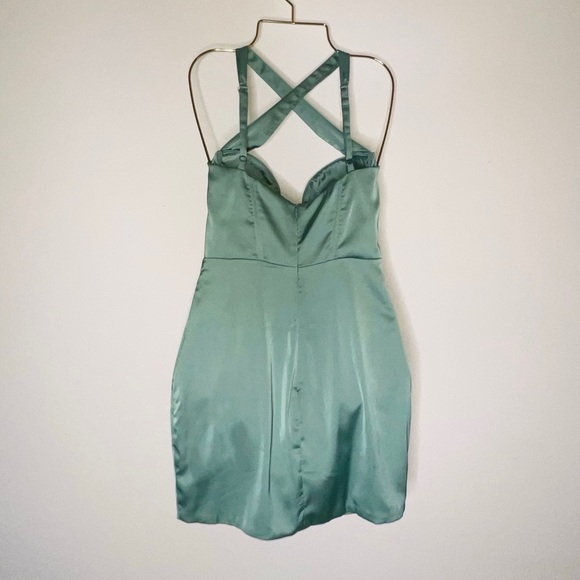 Mini Dress - Aqua Marin - Oh Polly - Deluxe Corset Satin - Small / 04 US - Picture 14 of 17